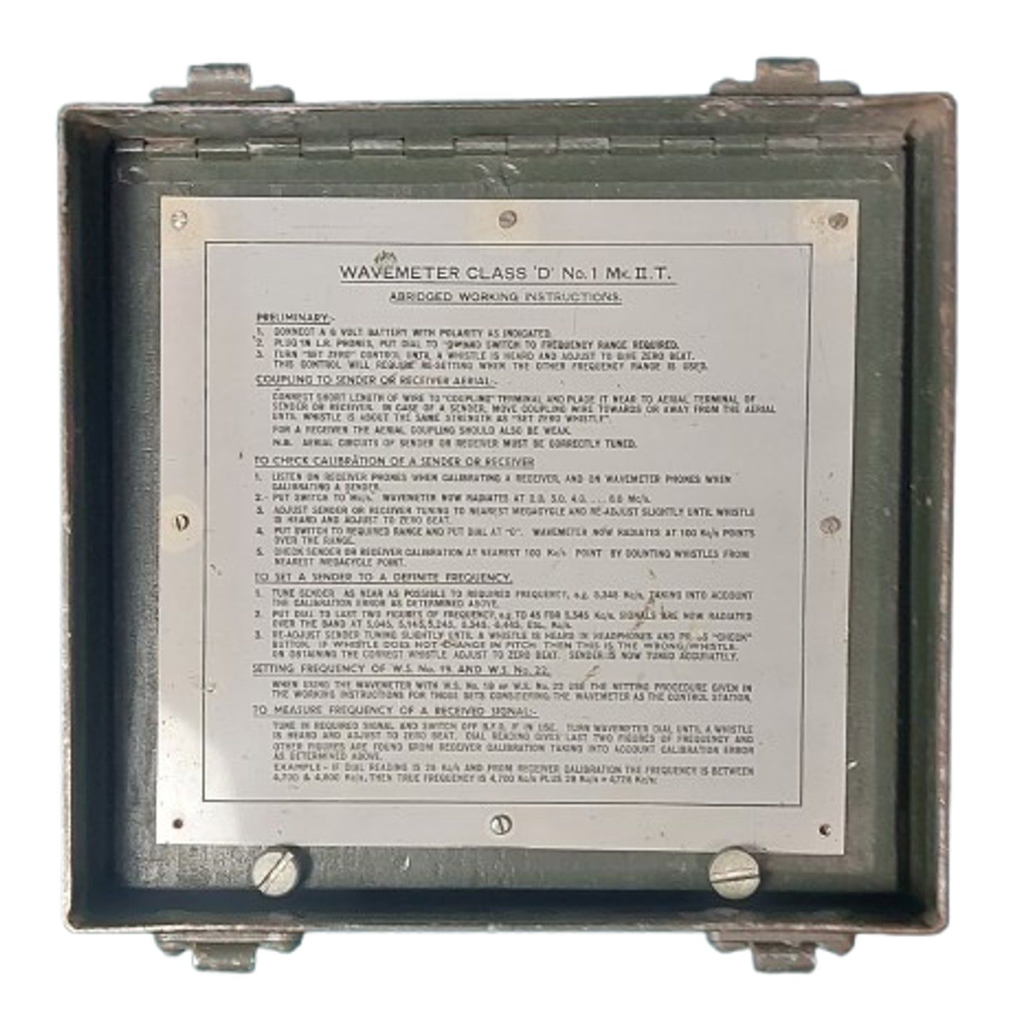 WW2 Canadian Wireless 19 Radio Set Wavemeter Class D No.I Mk.IIT