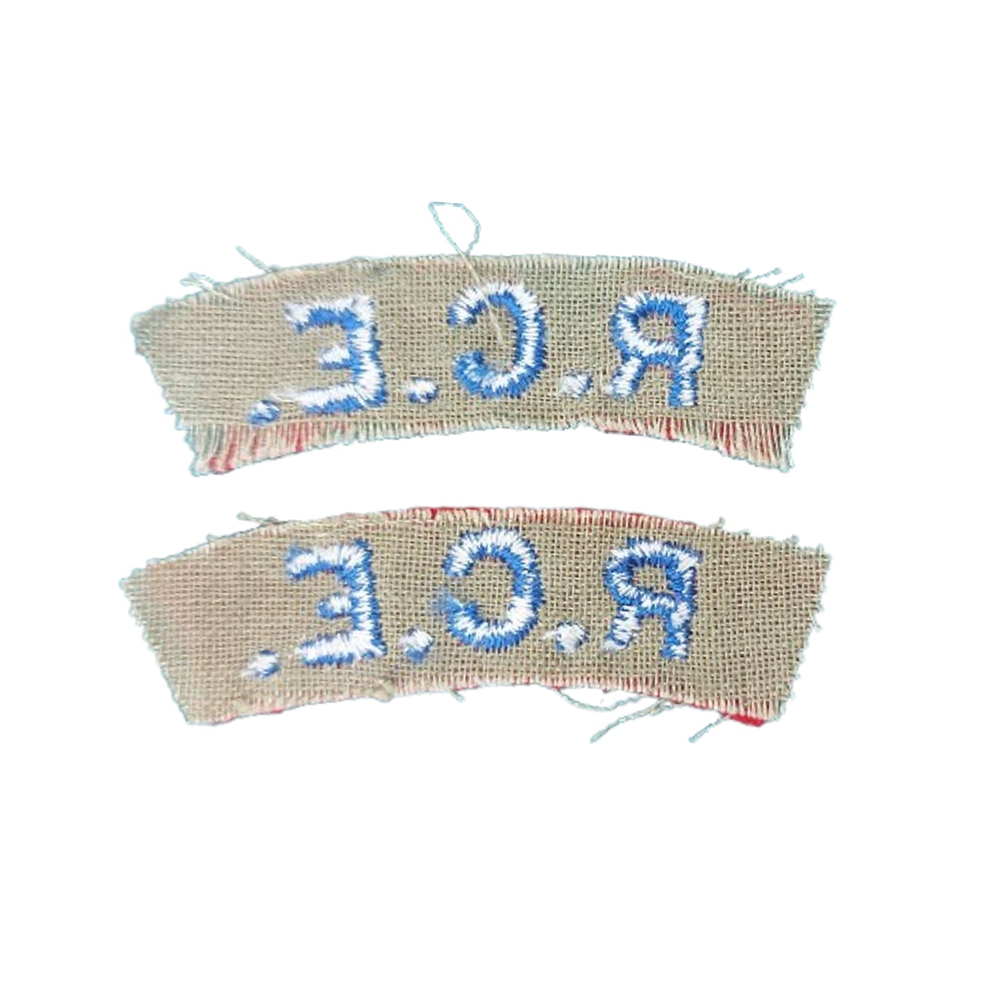 WW2 Canadian RCE Royal Canadian Engineers Cloth Shoulder Title Pair