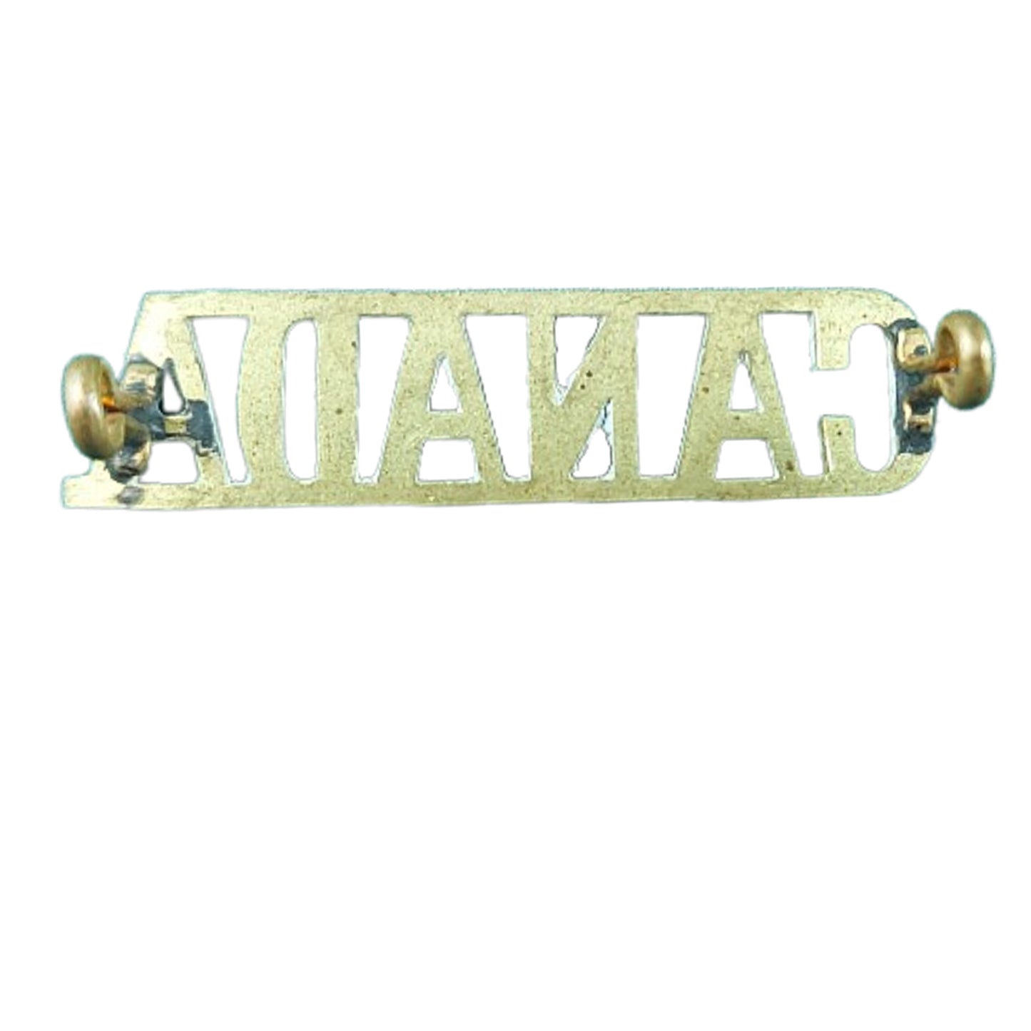 WW2 Canadian CANADA Brass Shoulder Title (2)