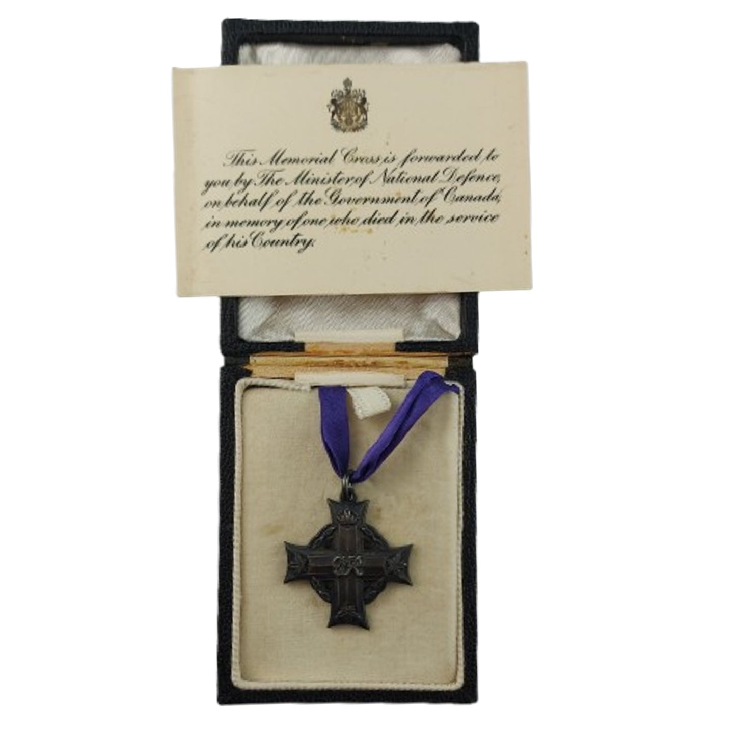 WW2 Canadian Cased Memorial Cross RCR Royal Canadian Regiment