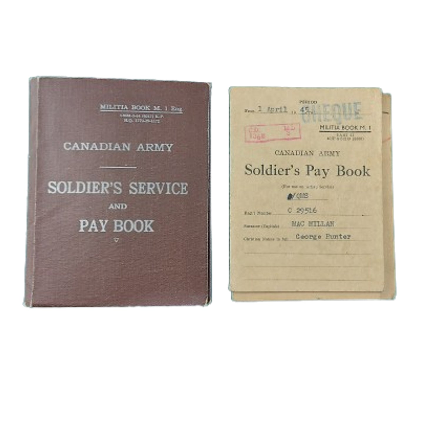 WW2 Canadian Pay Book Set RCAMC Royal Canadian Army Medical Corps Training Of Nurses