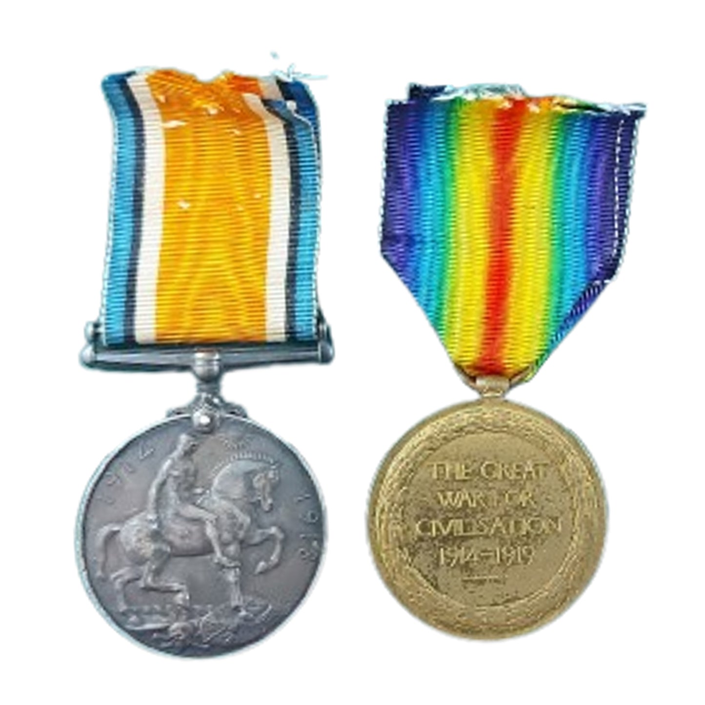 WW1 British Medal Pair A. SJT. F.A. Ridd Devon Regiment