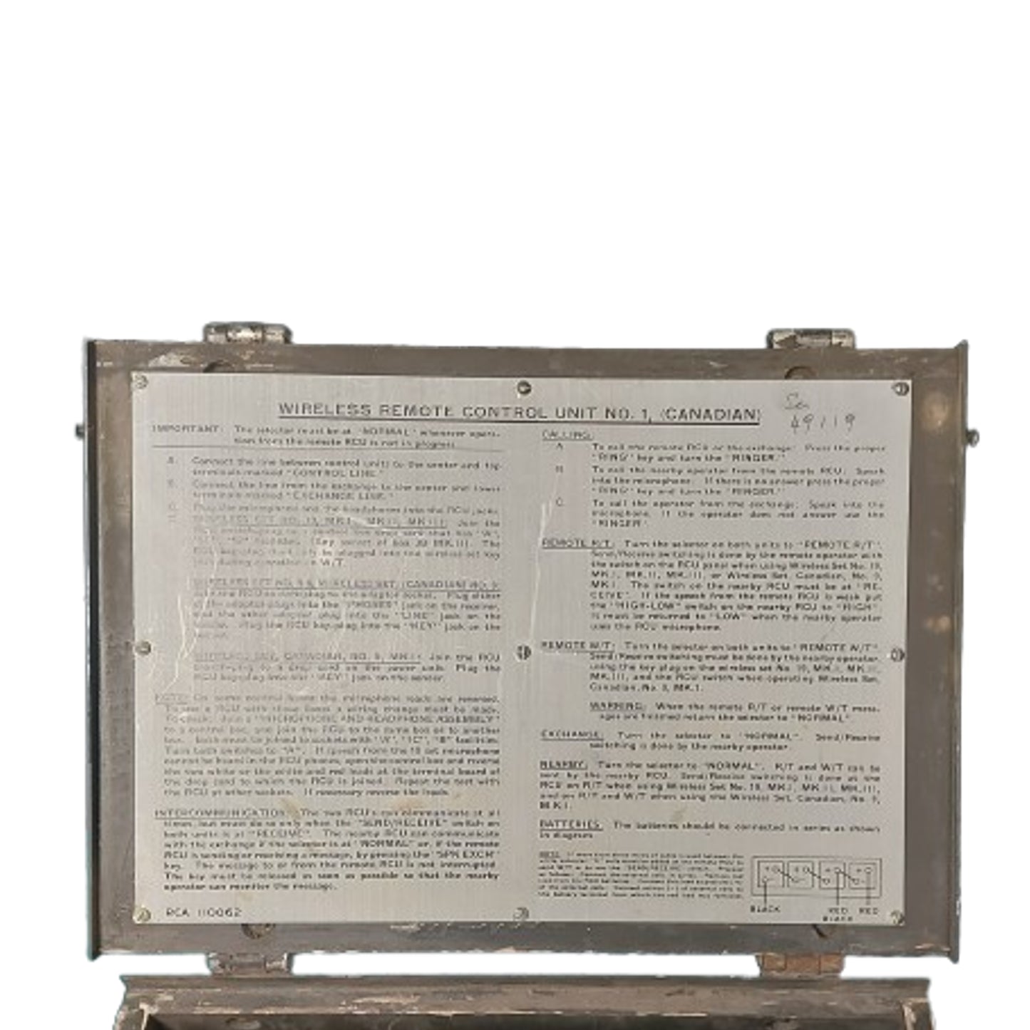 WW2 Canadian Wireless Remote Control unit Number 1