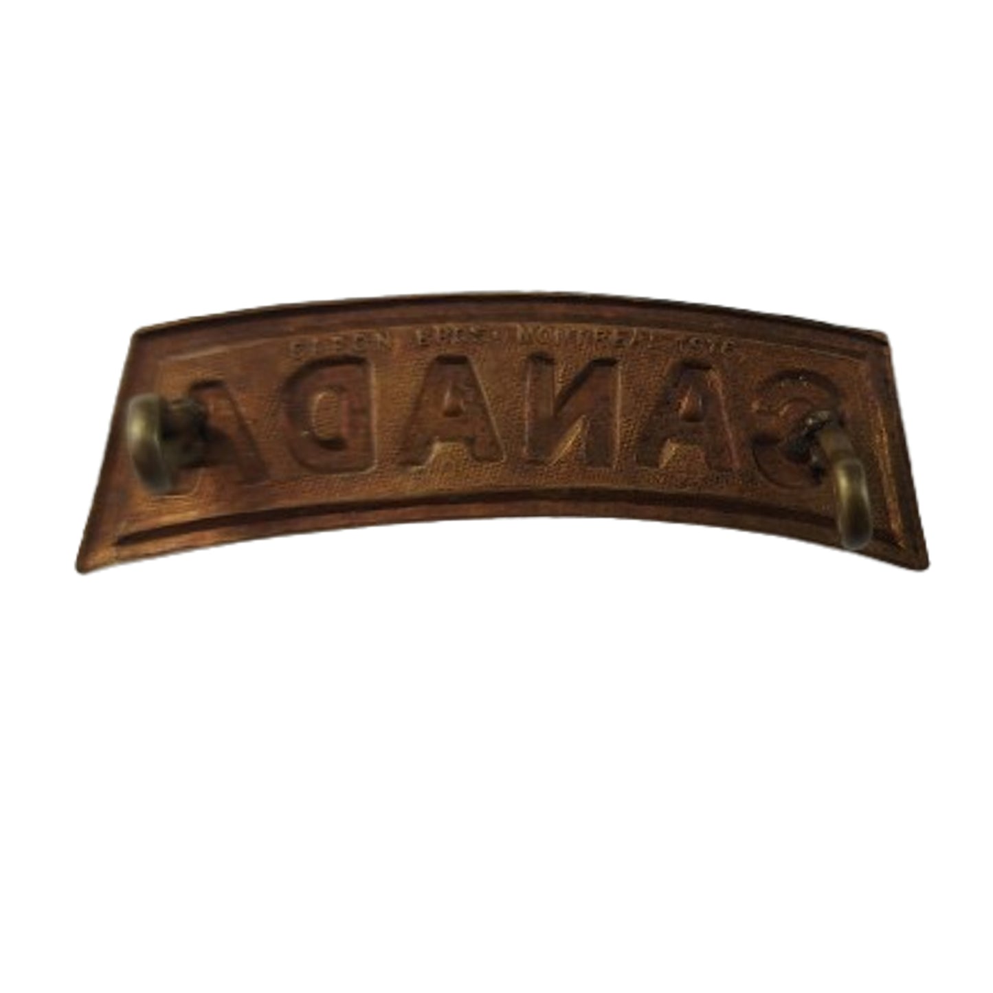 WW1 Canadian CANADA Brass Shoulder Title Caron Bros 1916