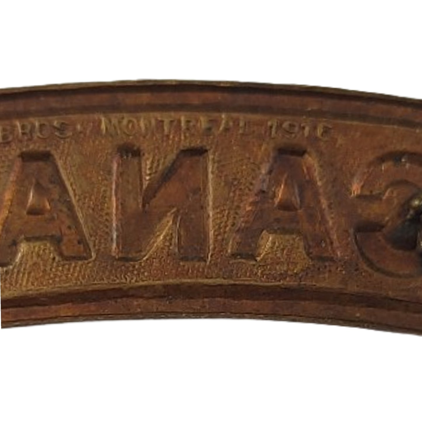 WW1 Canadian CANADA Brass Shoulder Title Caron Bros 1916