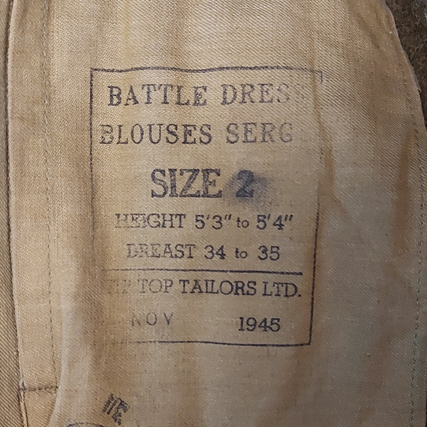 WW2 Canadian BD Battle Dress Tunic 1945 No Insignia