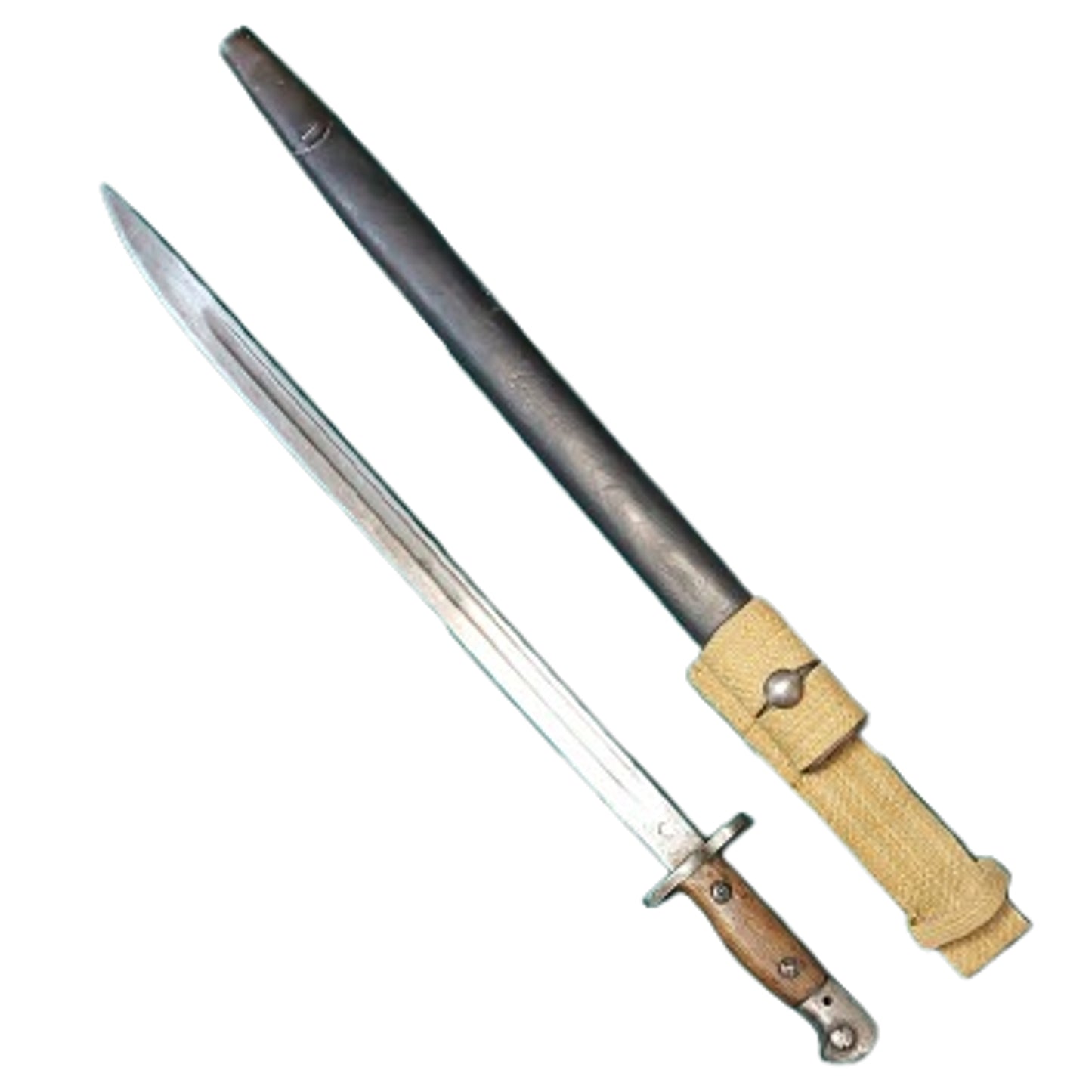 WW1 British Pattern 1907 Service Rifle Bayonet With Scabbard And Frog Reissued WW2