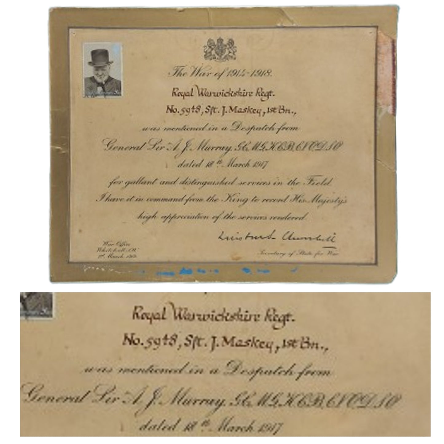 WW1 British Meritorious Service Medal Set With Document And Photo
