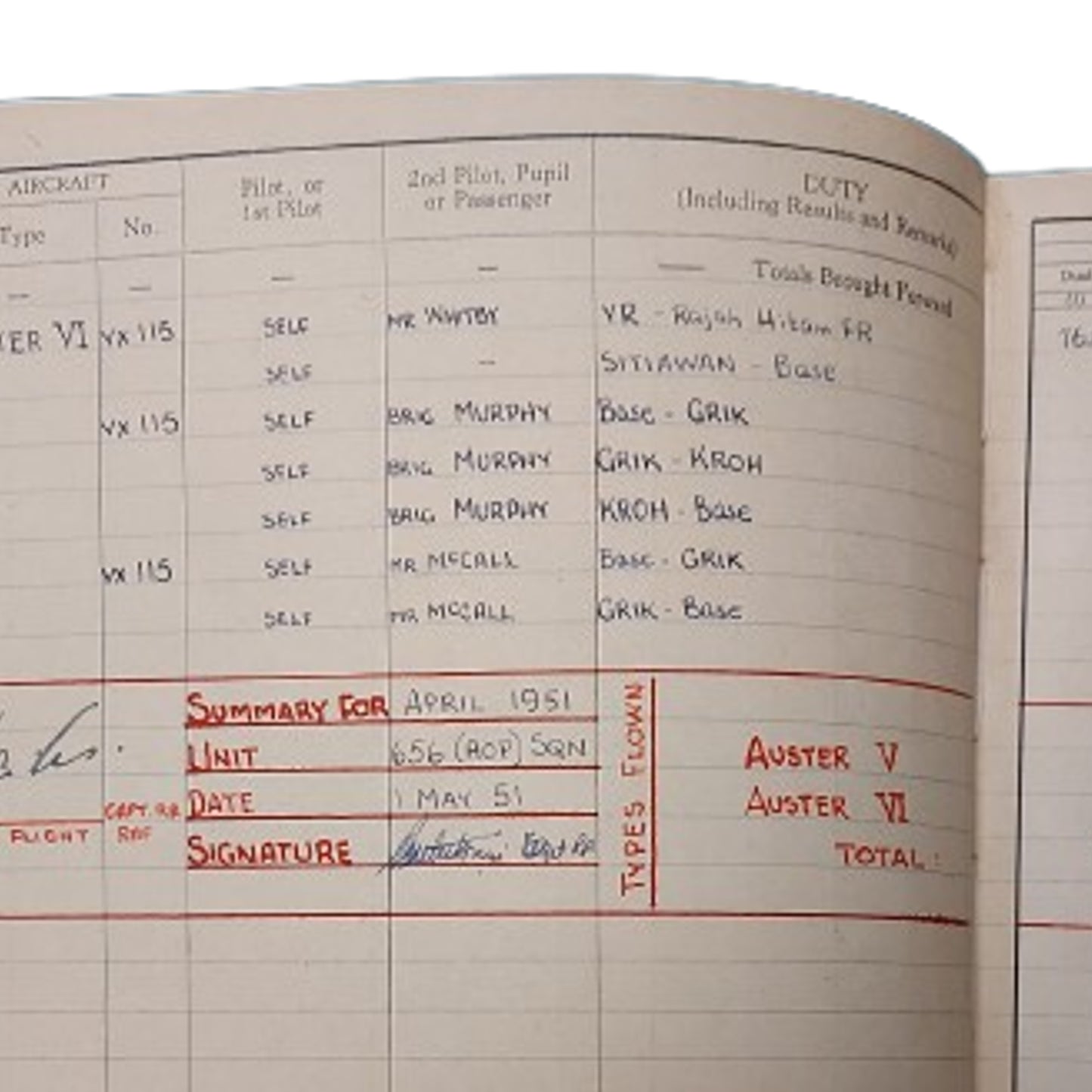 Post-WW2 British Named RAF Royal Air Force Pilots Flying Log Book