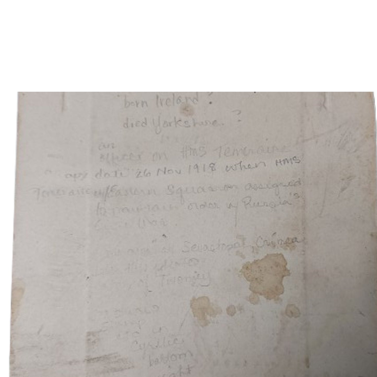 WW1 British Royal Navy Photograph on Matte Board R.A. Twomey HMS Temeraire