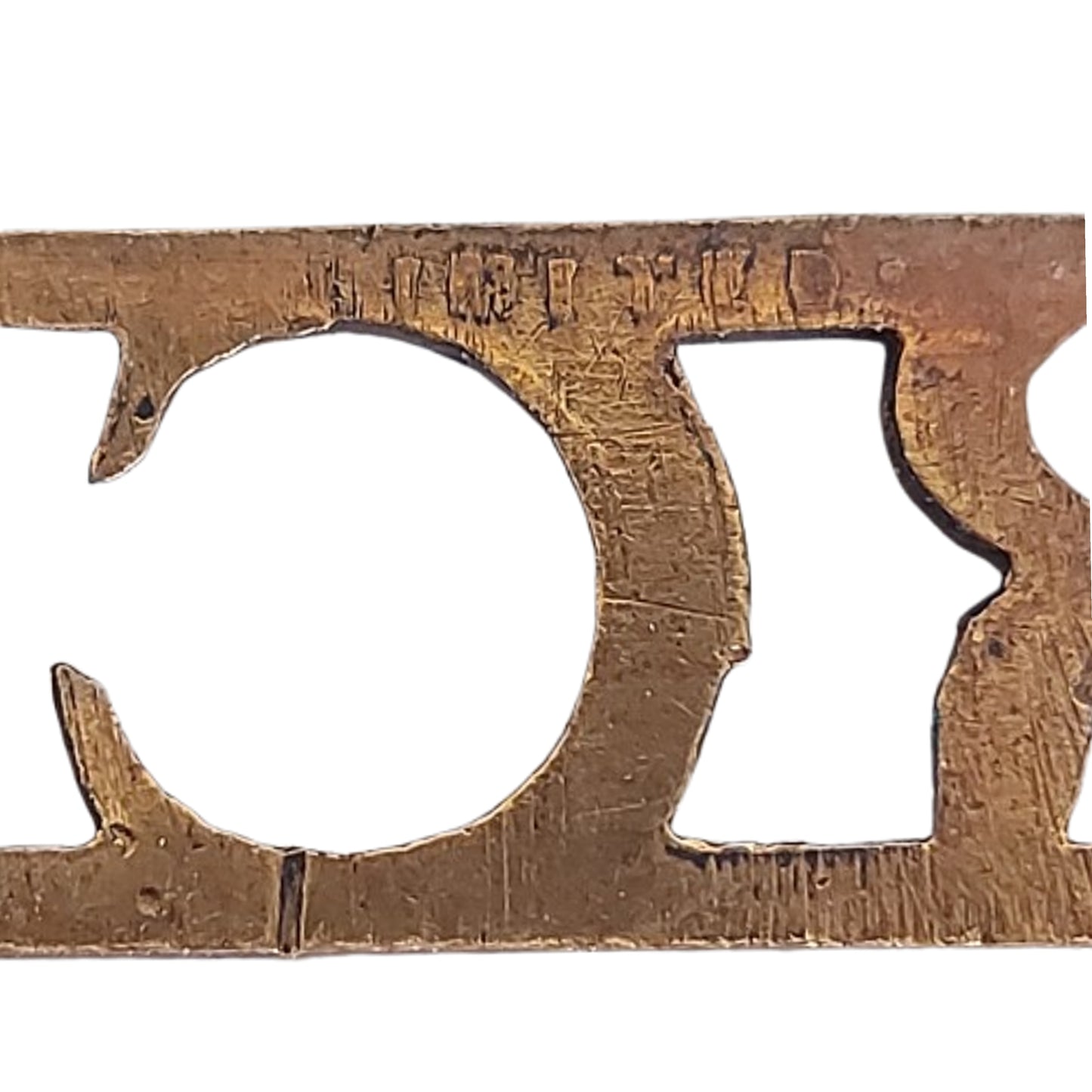 WW2 Canadian RCMP Royal Canadian Mounted Police Brass Shoulder Title Pair