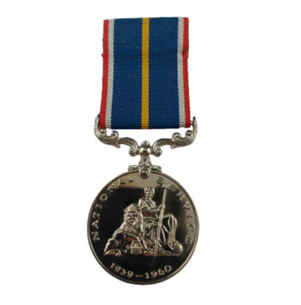 WW2 / Post-WW2 Cased National Service Medal With Card 1939-1960