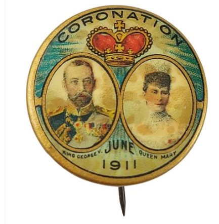 1911 King George V and Queen Mary Coronation Button