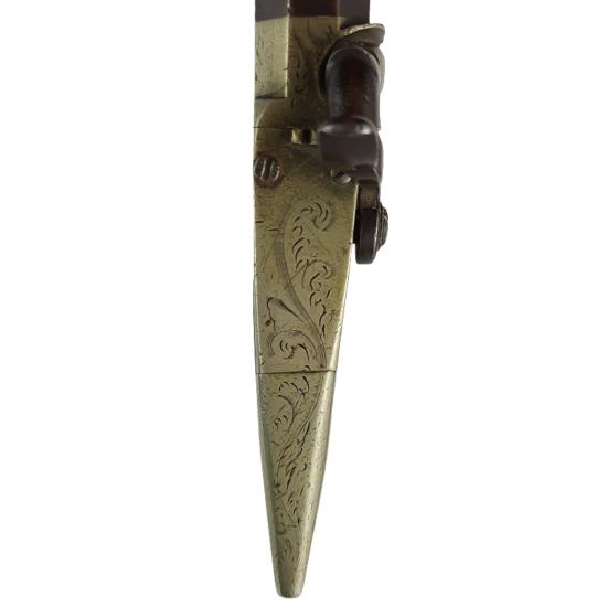 Pre-WW1 Antique British Manton Patent Engraved Silver Stocked Saw Handle Percussion Pistol