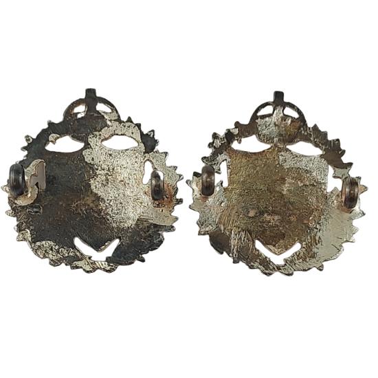 Pre-WW1 Canadian 103rd Calgary Rifles Officer's Collar Badge Pair