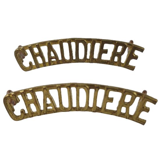 WW2 Canadian Chaudiere Regiment Brass Shoulder Title Pair