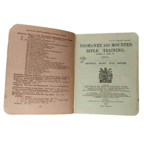 Pre-WW1 Training Manual - Yeomanry And Mounted Rifle Training 1912