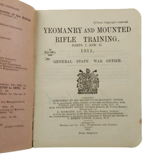 Pre-WW1 Training Manual - Yeomanry And Mounted Rifle Training 1912