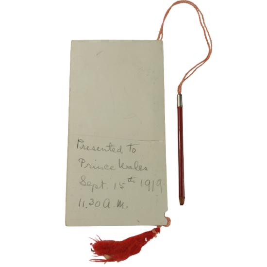 WW1 Calgary Armouries Prince Of Wales Dance Card - M.L.Bell