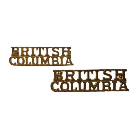 WW2 Canadian British Columbia Brass Shoulder Title Pair