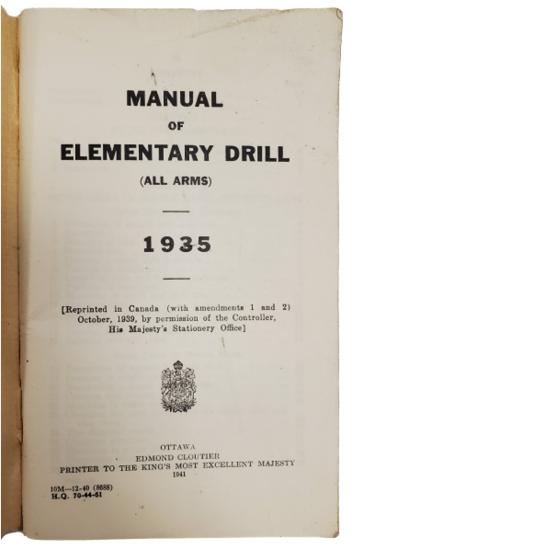 Pre-WW2 Training Manual - Manual Of Elementary Drill (All Arms) 1935
