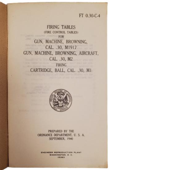 WW2 U.S. Manual, Browning Machine Gun Firing Tables
