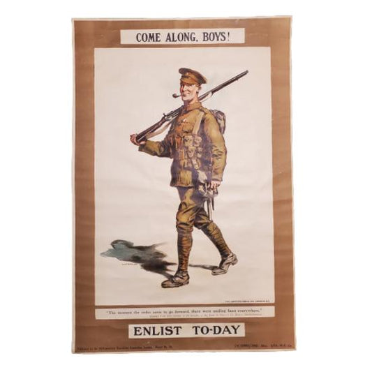 WW1 British Enlistment Poster-'Come Along Boys !'