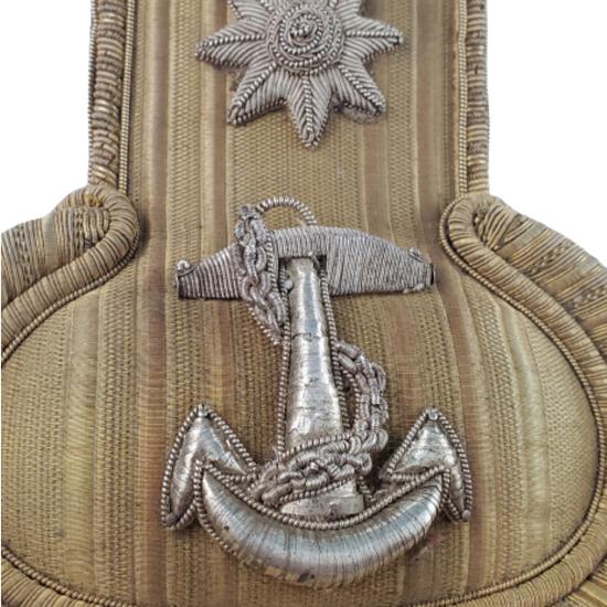 Cased Victorian Naval Sword Belt And Epaulettes Named To Lt. Cyril Callaghan