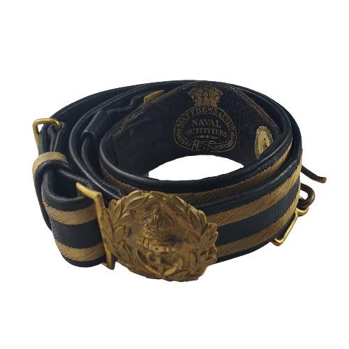 Cased Victorian Naval Sword Belt And Epaulettes Named To Lt. Cyril Callaghan