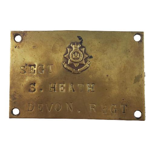 Pre-WW1 British Devon Regiment Named Barracks Door Plaque