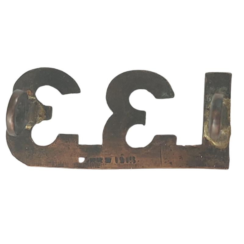 WW1 Canadian 133rd Battalion (Simcoe) Numbered Shoulder Title -Birks 1915