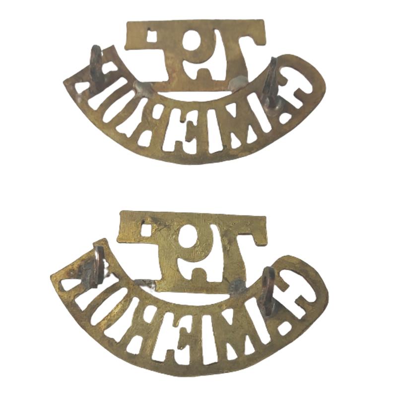 Canadian Militia -79th Cameron Highlanders Brass Shoulder Title Pair