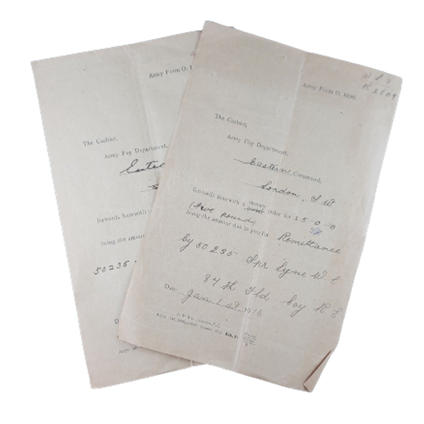 WW1 Paperwork To 50235 Spr. W. Lyne 87th Field Company Royal Engineers
