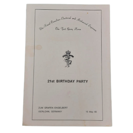 Post-WW2 Canadian 1965 RCEME Royal Canadian Electrical Mechanical Engineers (Fort Garry Horse) Dinner Program