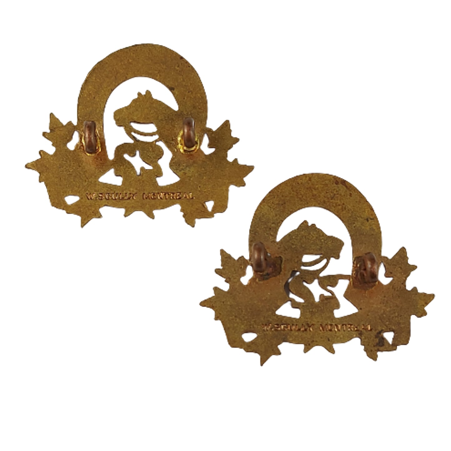 Pre-WW1 Canadian 22nd Saskatchewan Light Horse Collar Badge Pair - Scully Montreal
