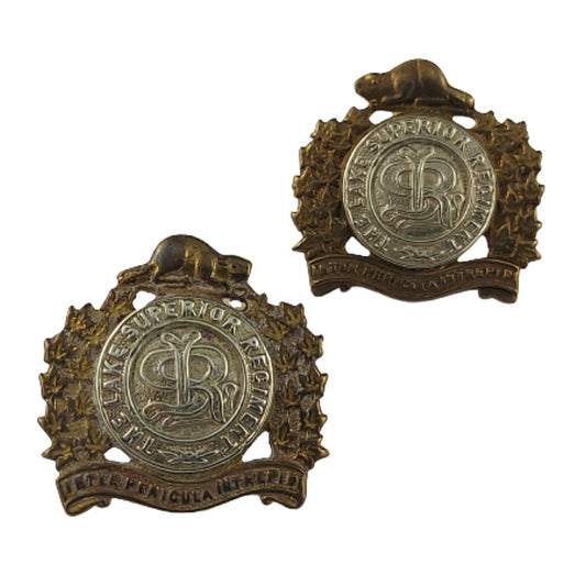Pre-WW2 1922 Design Lake Superior Regiment Collar Badge Pair