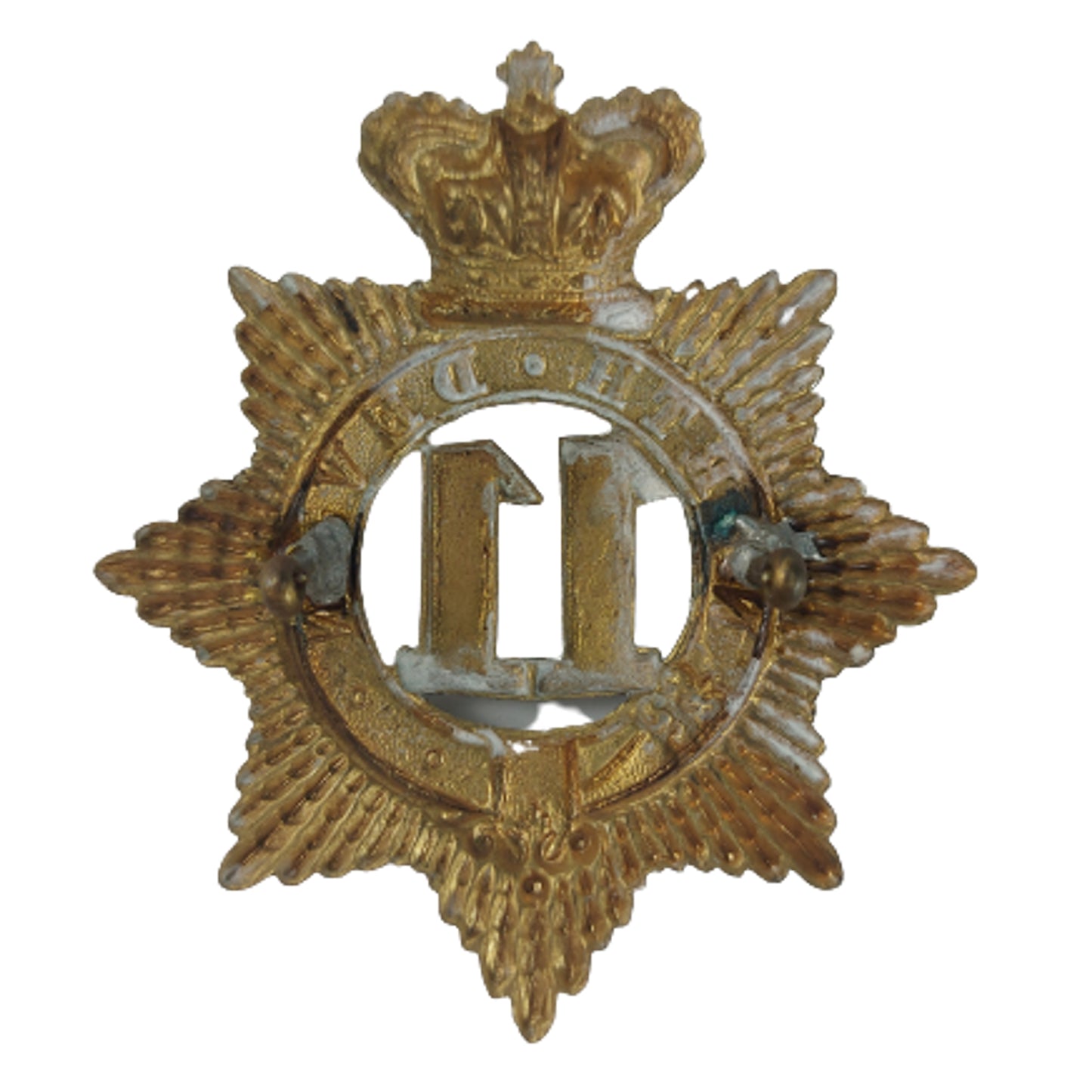 Pre-WW1 British Victorian 11th Regiment Of Foot Shako Plate