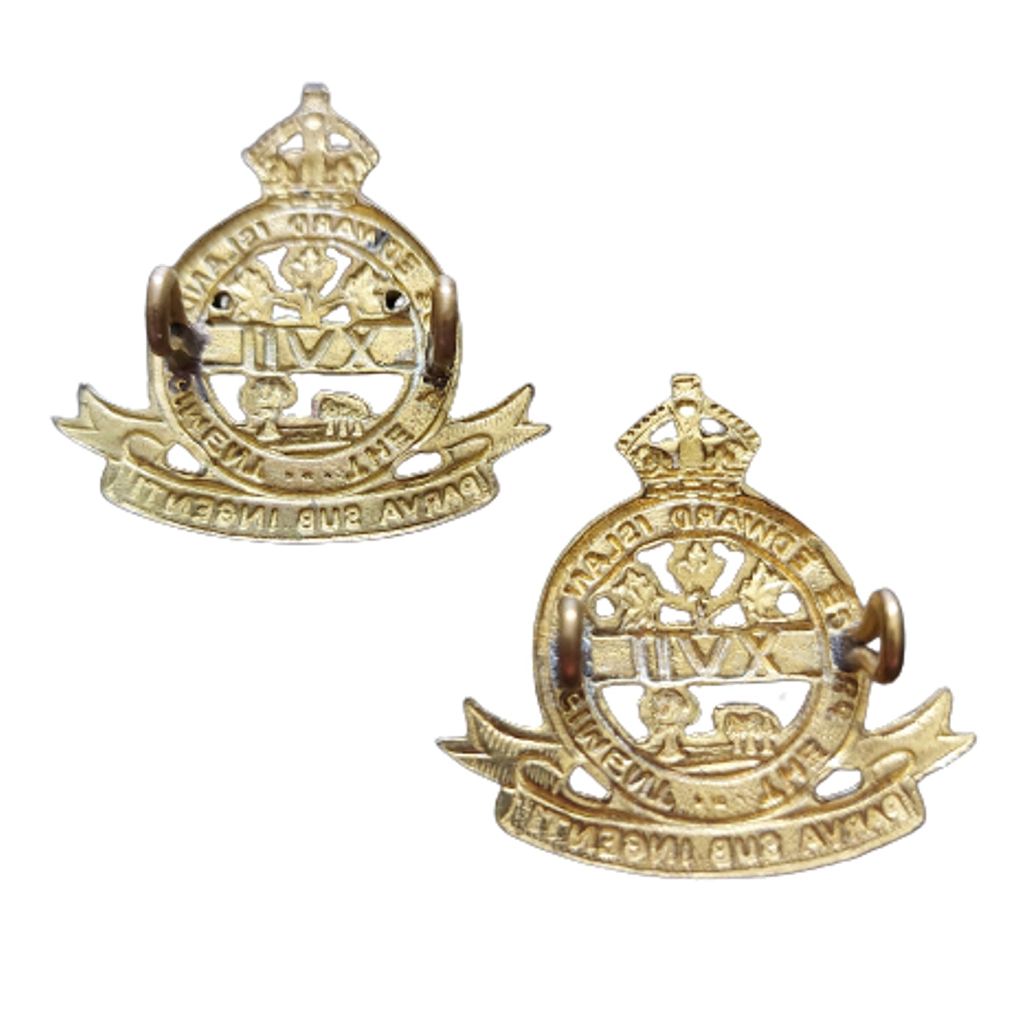 WW2 Canadian Prince Edward Island Regiment Collar Badge Pair