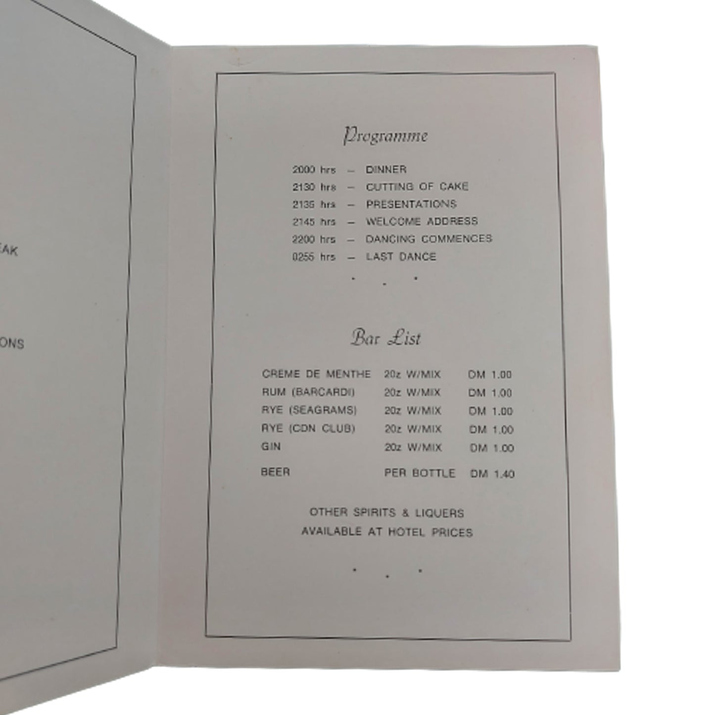 Post-WW2 Canadian 1965 RCEME Royal Canadian Electrical Mechanical Engineers (Fort Garry Horse) Dinner Program