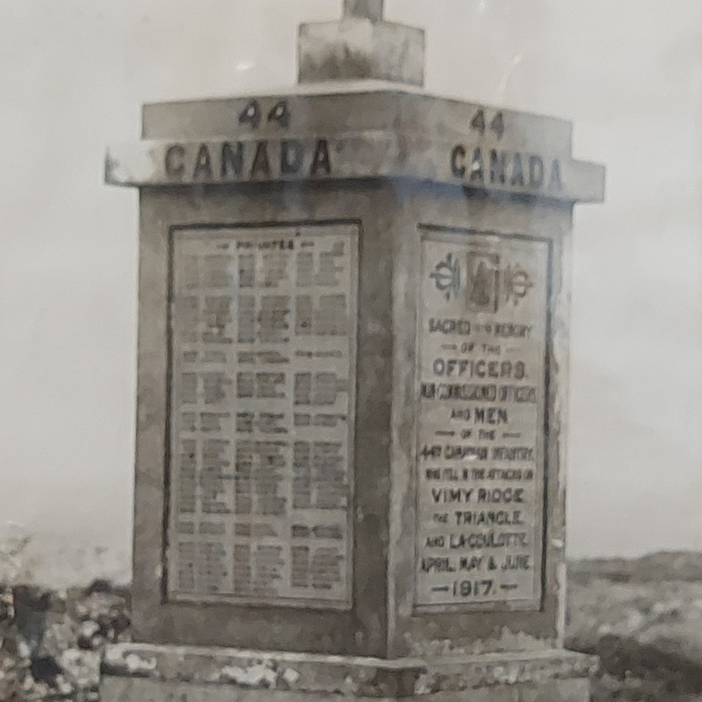 WW1 Canadian Framed Period Photo 44th Battalion WW1 Memorial