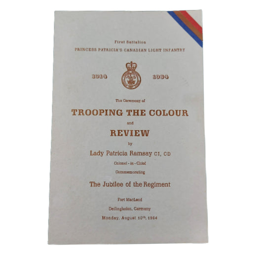 Post-WW2 Canadian 1964 PPCLI Trooping The Color -Jubilee Of The Regiment Program