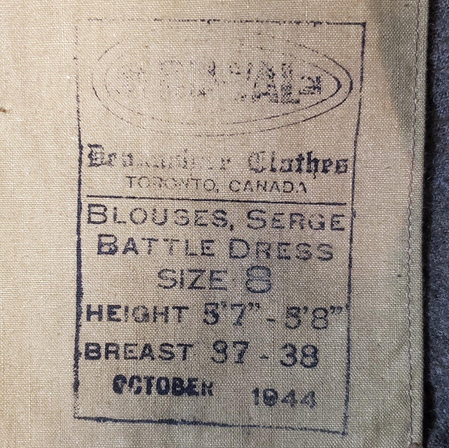 WW2 Canadian Pacific Command Officer's Battle Tunic Named