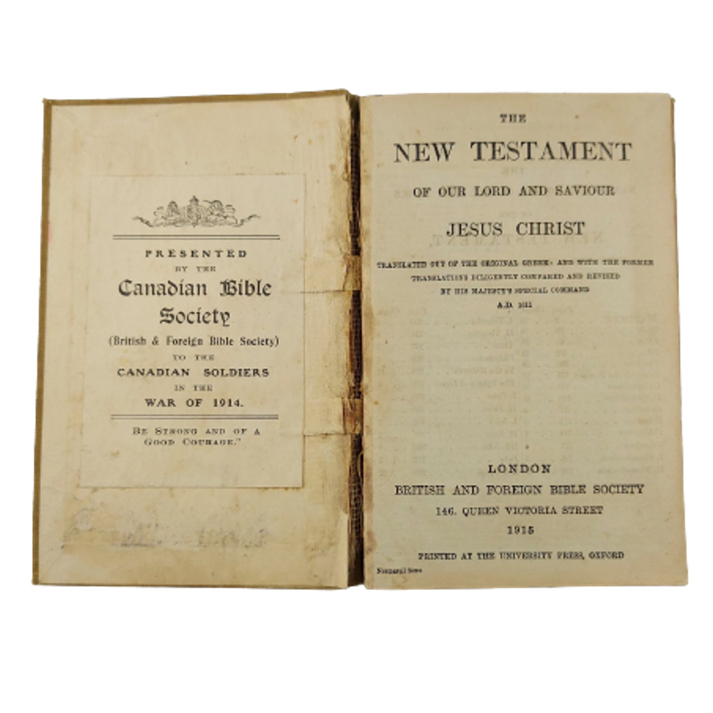WW1 Canadian Soldiers 1914 New Testament