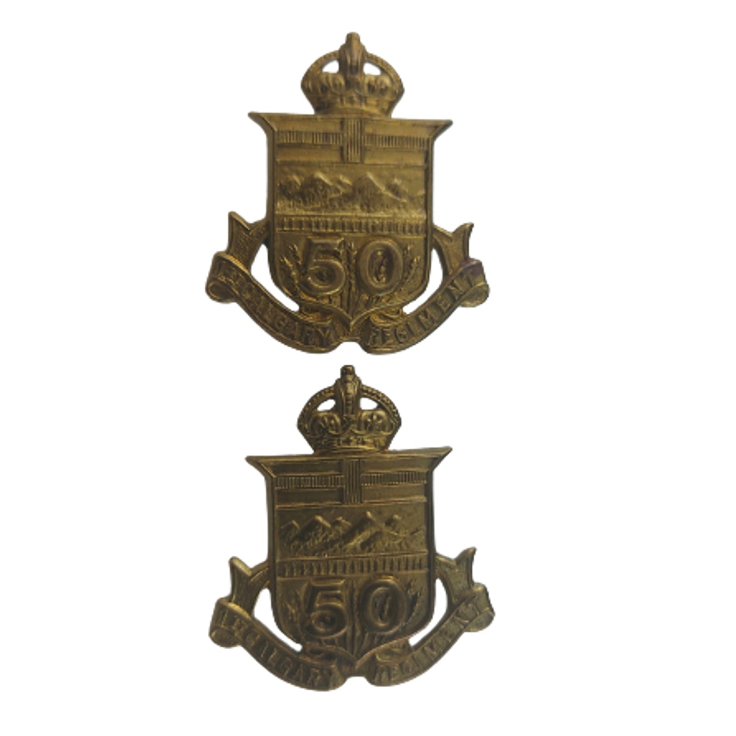 WW1 50th Battalion Collar Badge Pair - Scully