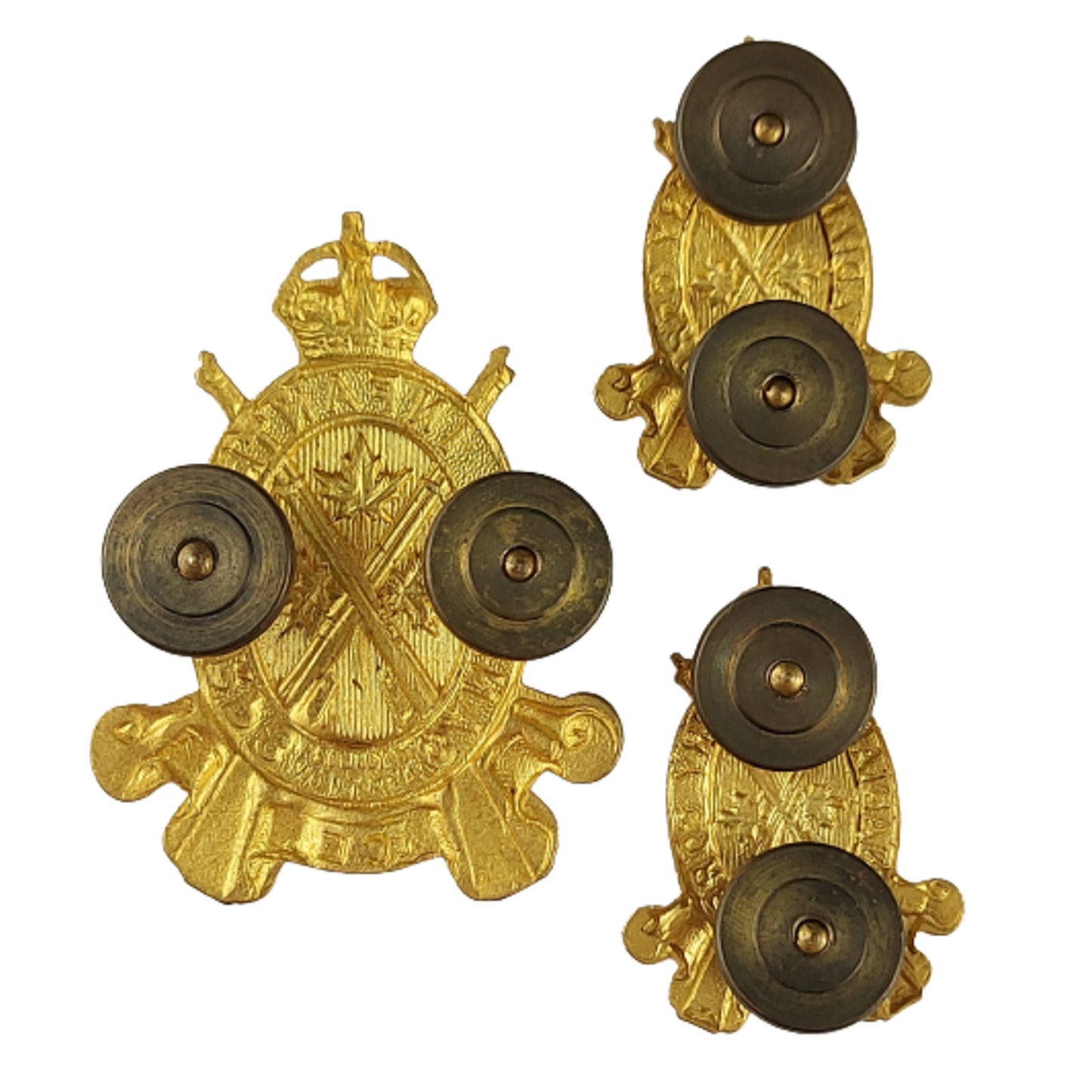 WW2 Canadian Infantry Corps Officers Cap And Collar Badge Set - Scully Montreal