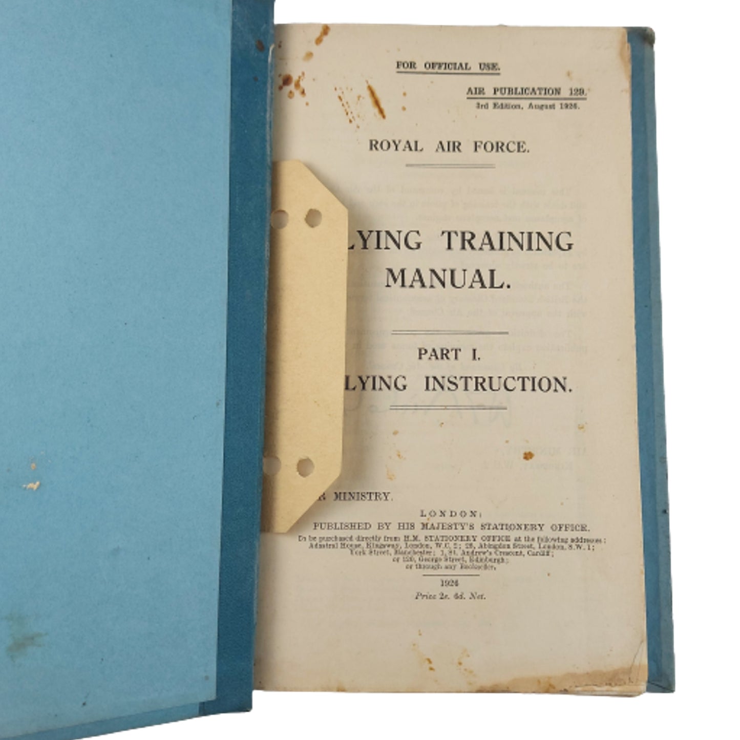 Pre-WW2 1926 RAF Royal Air Force Flight Training Manual