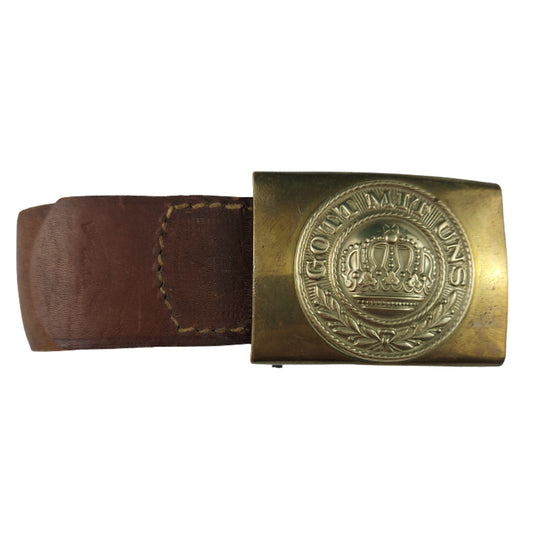 Pre-WW1 Prussian M1895 EM/NCO Belt Buckle With Leather Tab