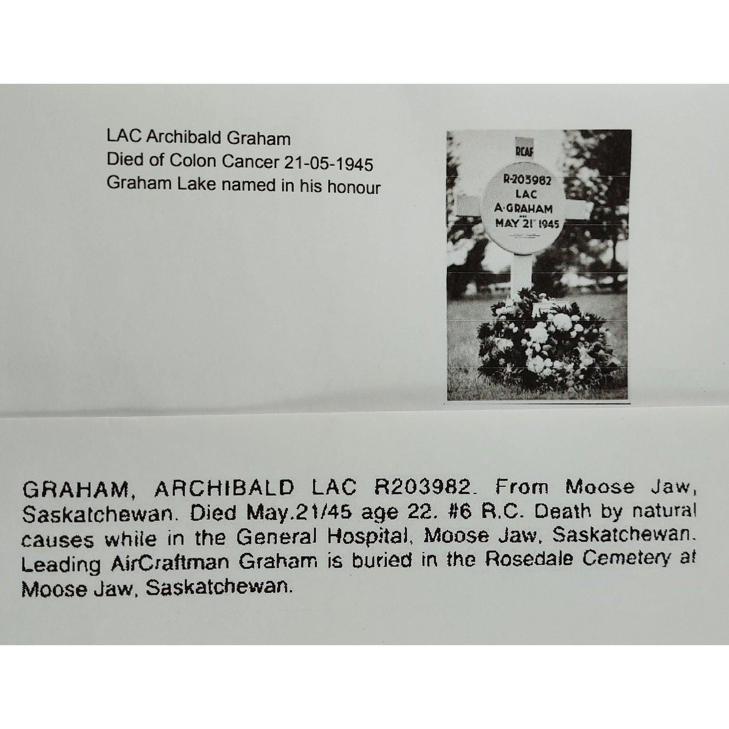 WW2 RCAF Royal Canadian Air Force Memorial Cross