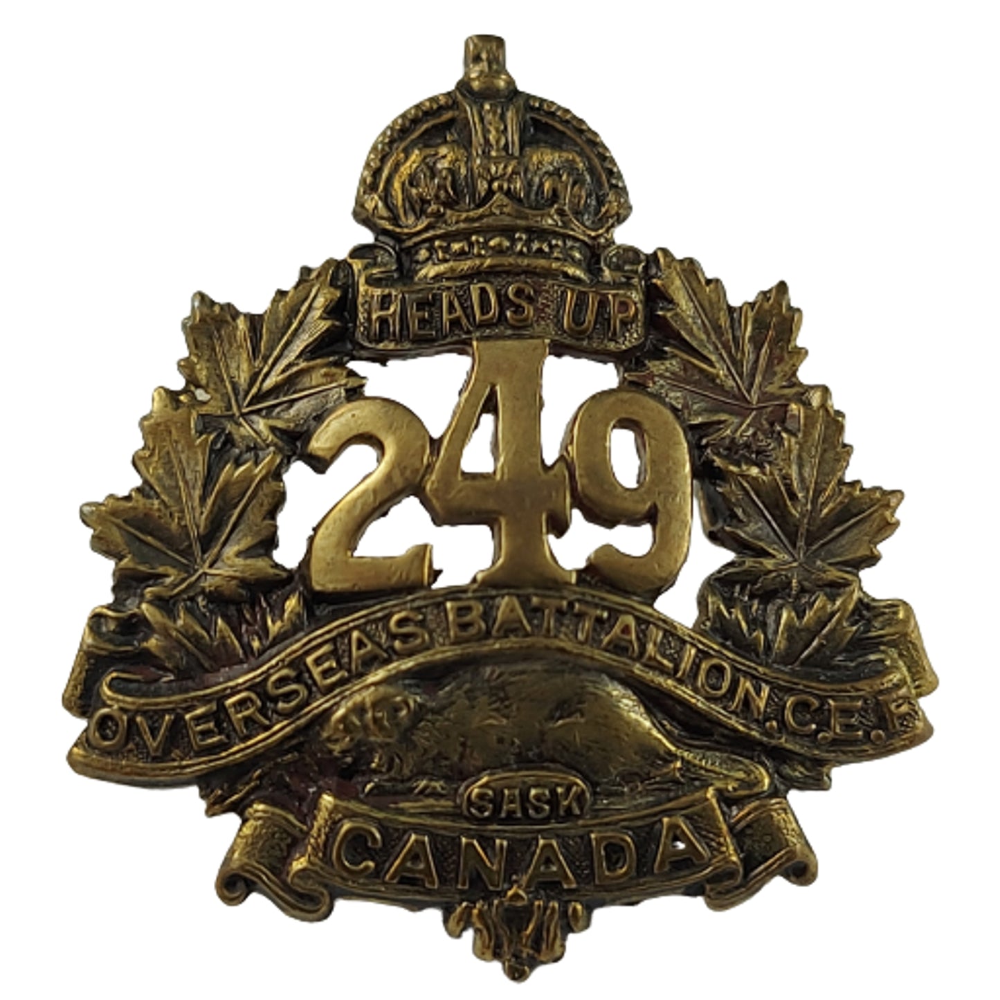 WW1 Canadian 249th Battalion Collar Badge - Regina Saskatchewan