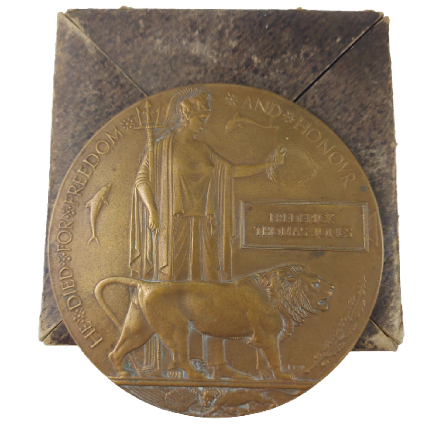 WW1 British Memorial Plaque In Envelope